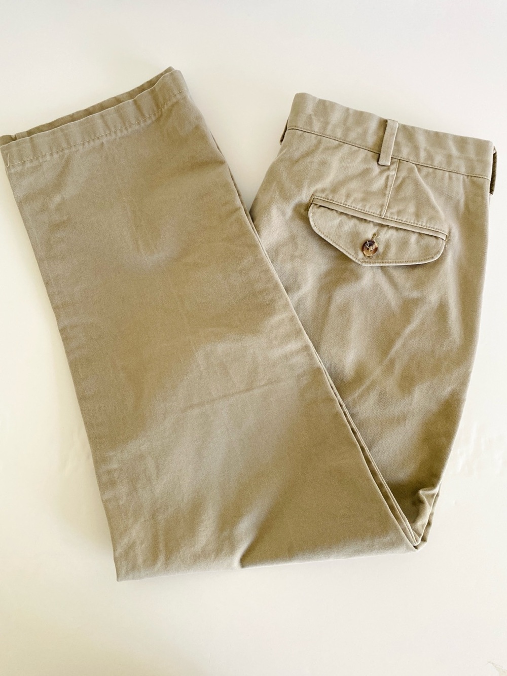 Lands’ End Men's Classic Tan Chino Khaki Pants Sz 35 Cotton Coastal Preppy